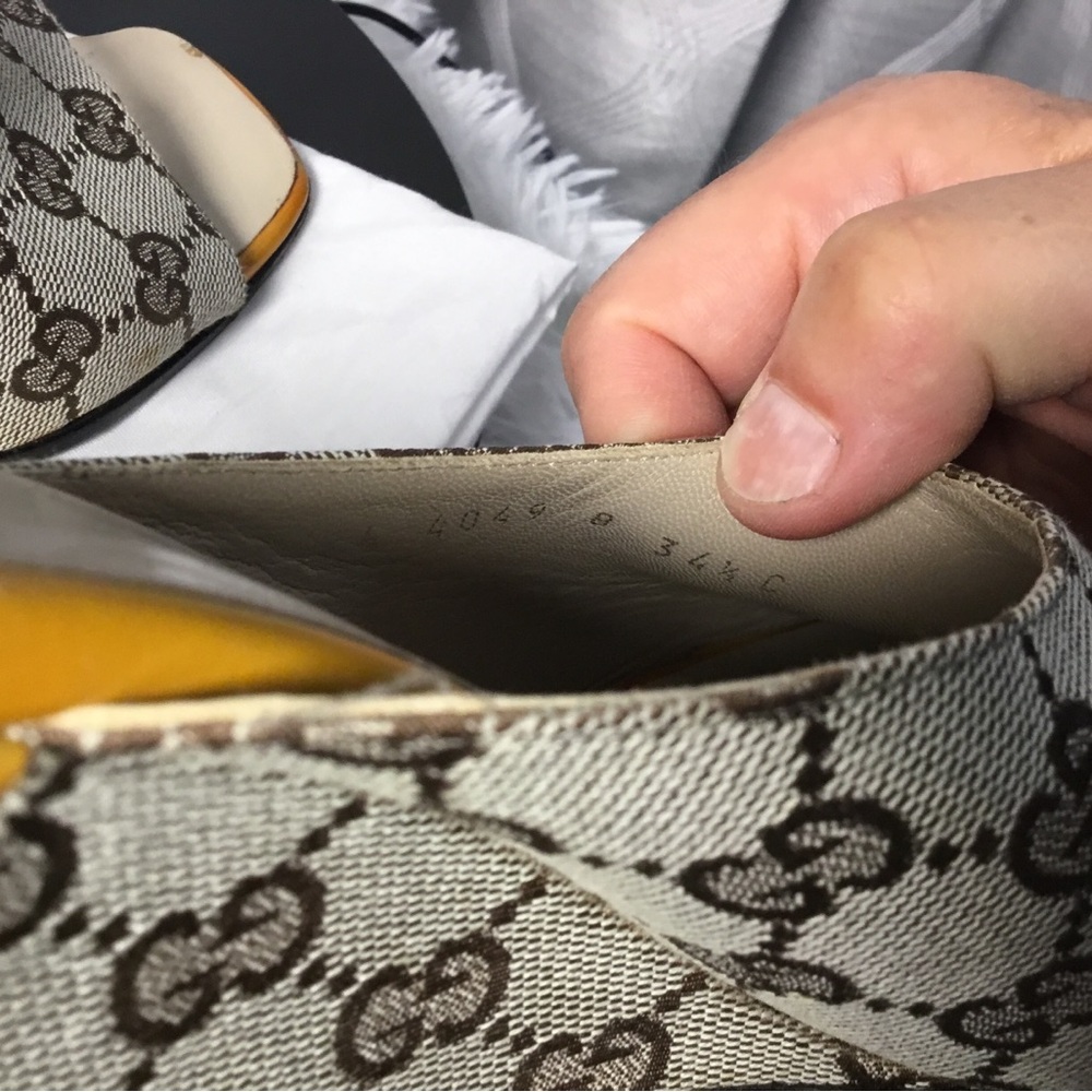 Gucci Beige Brown GG Canvas Open-Toe Slide Mules - Picture 8 of 12